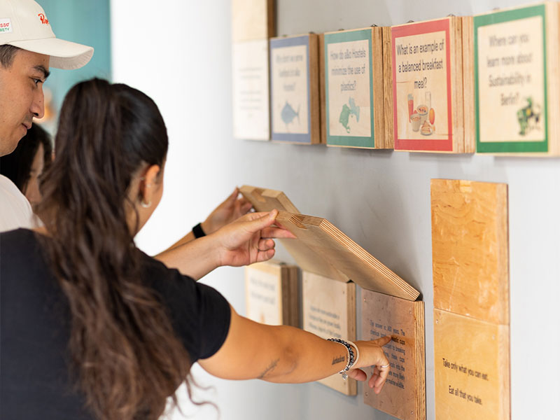 Interactive '17 UN Sustainable Development Goals' signs have been installed in a&o Hostels by a&o educare.